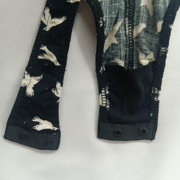 NWOT Intimately Free People Billie Black Thong Bodysuit Bird Print Boho Size M - Picture 12 of 15